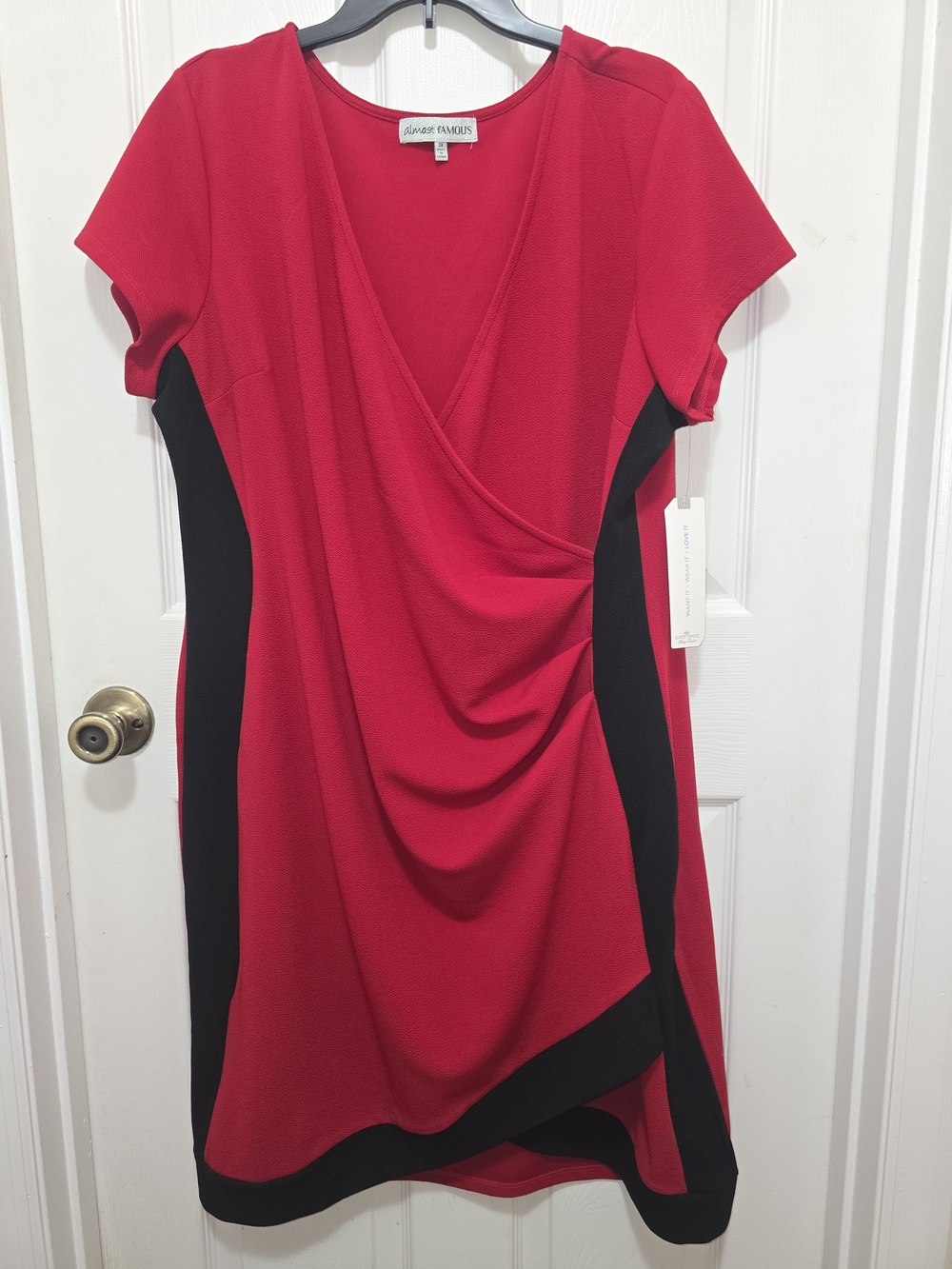 Almost Famous Red and Black Faux-Wrap Mini Dress Sz. 3x